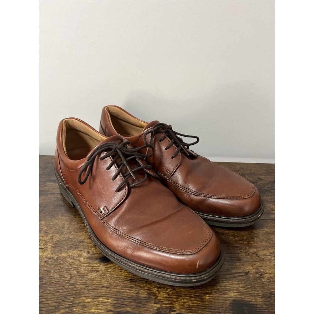 ECCO Helsinki Brown Leather Dress Shoes Mens Size 44 Oxfords 10-10.5 ~ NICE GUC!
